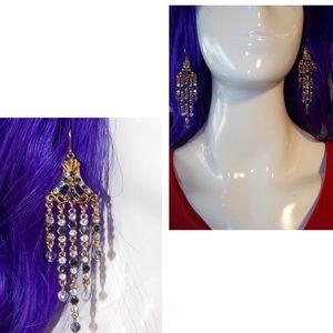 Gold Multi-Blue Medium Drip Earrings